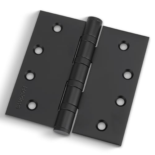 Haidms 304 Stainless Steel Matte Black 4'' Door Hinges for Exterior Doors Ball Bearing Door Hinges 4in x 4in with Square Corners, Heavy-Duty, 3PACK - Image 1