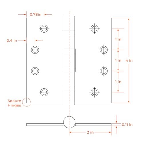 Haidms 304 Stainless Steel Matte Black 4'' Door Hinges for Exterior Doors Ball Bearing Door Hinges 4in x 4in with Square Corners, Heavy-Duty, 3PACK - Image 2