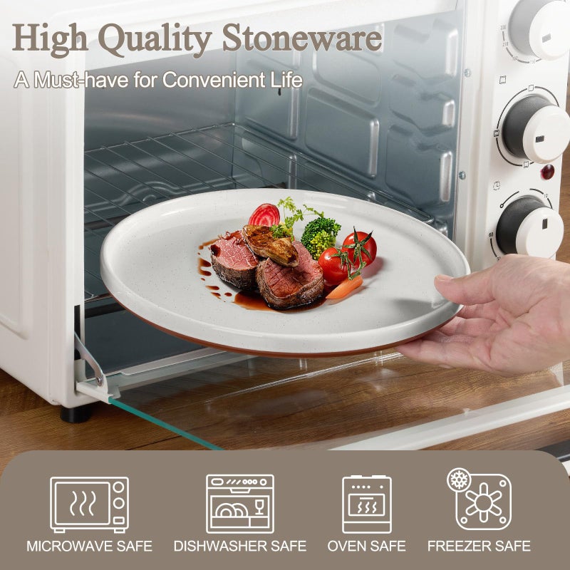 LIANYU Plates and Bowls Sets, 12 Pieces Stoneware Dinnerware Set for 4, Modern Kitchen Dinner Set Ceramic Dishware Dishes Set, Microwave and Dishwasher Safe, Cloud White - Image 4