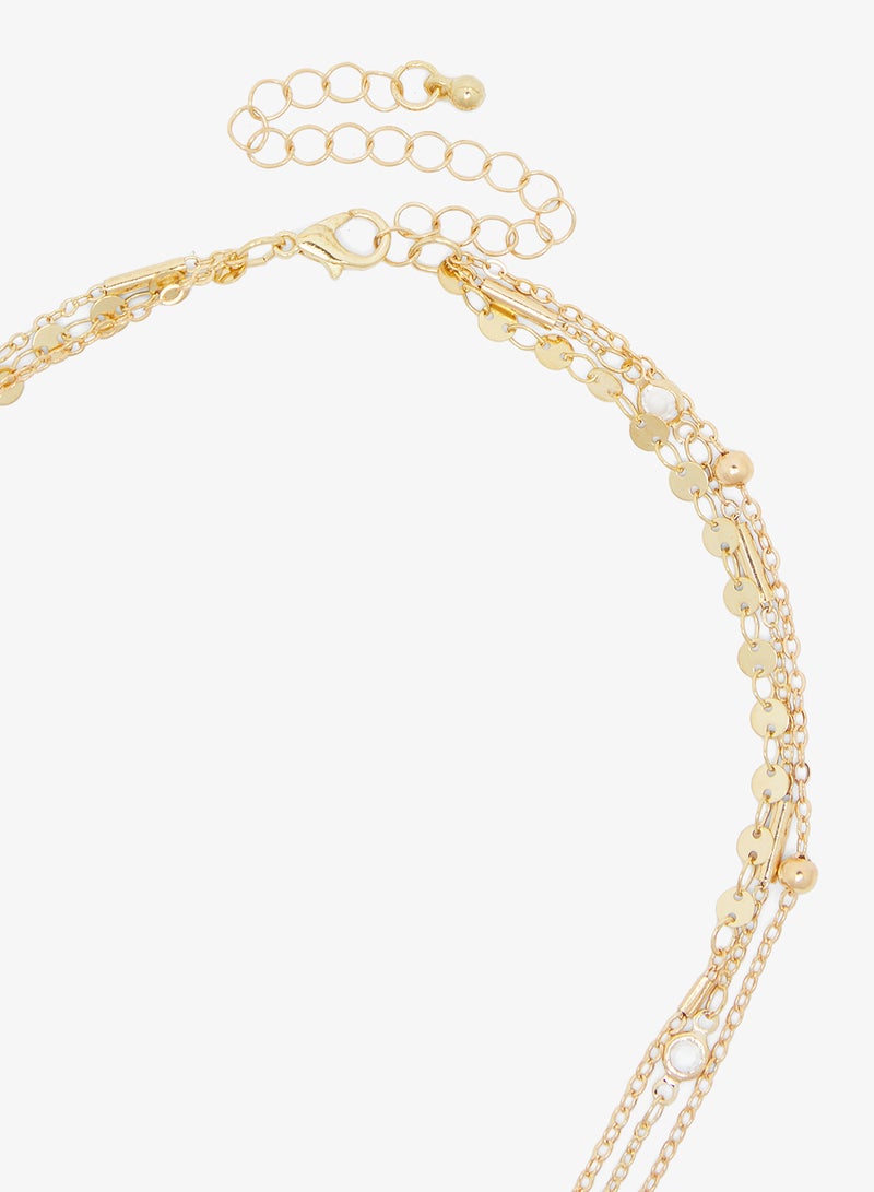 Ginger Layered Crystal Drop Necklace - Image 3