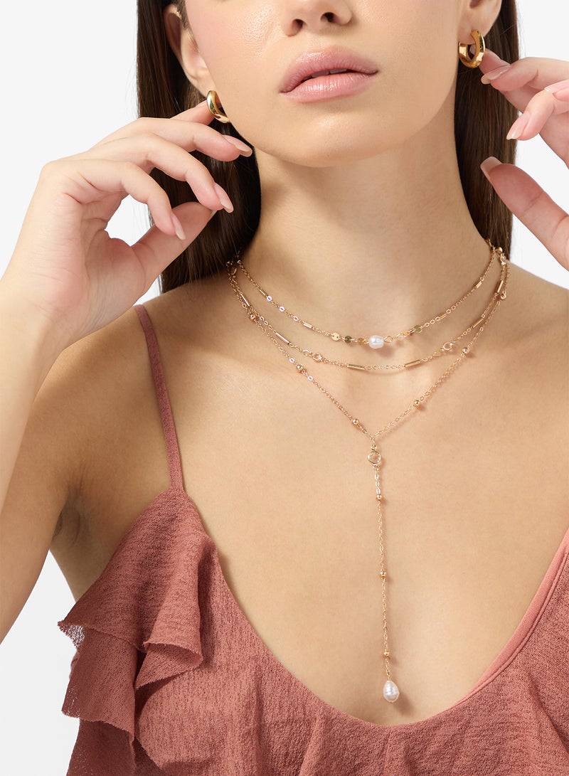 Ginger Layered Crystal Drop Necklace - Image 4