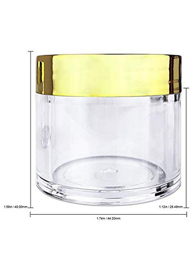 Pana Beauticom 30G/30Ml (1 Fl. Oz.) Double Wall Clear Plastic Leak Proof Jars With Flat Top Lids For Creams, Lotions, Make Up, Powders, Glitters, And More... (Color: Metallic Gold, Pieces: 12) - Image 1