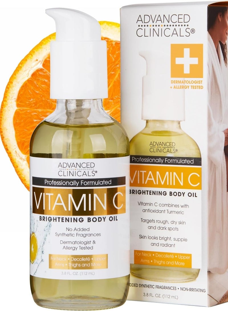 Advanced Clinicals Vitamin C Body Oil Skin Care Moisturizer WVitamin E Turmeric Nourishing Brightening Hydrating Body Oil To Improve Look Of Dark Spots Dry Skin Stretch Marks 38 Fl Oz - Image 1