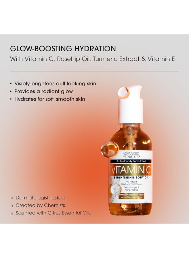 Advanced Clinicals Vitamin C Body Oil Skin Care Moisturizer WVitamin E Turmeric Nourishing Brightening Hydrating Body Oil To Improve Look Of Dark Spots Dry Skin Stretch Marks 38 Fl Oz - Image 3