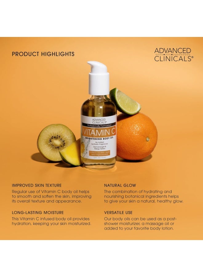 Advanced Clinicals Vitamin C Body Oil Skin Care Moisturizer WVitamin E Turmeric Nourishing Brightening Hydrating Body Oil To Improve Look Of Dark Spots Dry Skin Stretch Marks 38 Fl Oz - Image 5