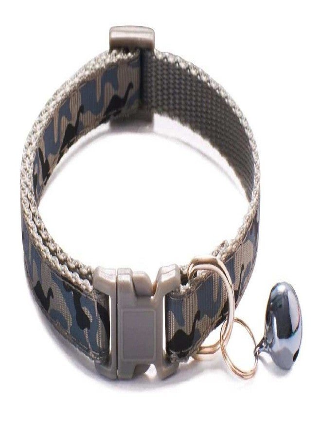 Litvibes Cat Collar with Bell,Kitten and Small Dogs Soft Adjustable Collar,Safe,Breakaway for Cats and Puppies - Grey (CAMO Design) 14 x 2 x 1.5 Centimeters - Image 1