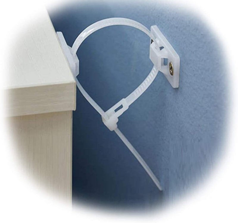 HUAHA 6 pack Anti Tip Furniture Wall Anchors Kit Furniture Straps for Baby Proofing Safety Child Safety Straps Earthquake Resistant for Dresser Cabinet BookshelfBearing 150Ib Adjustable Nylon Straps - Image 1