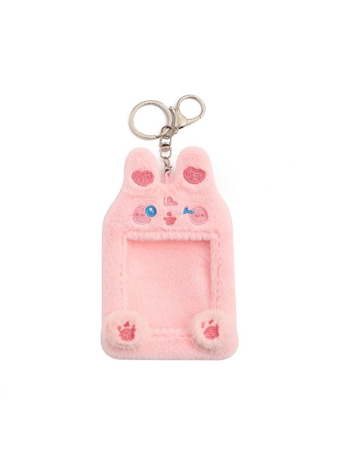 NIBEMINENT 1 - Piece Cartoon Plush Kpop Photo Card Holder Pendant Key Chain ID Badge Holder ID Card Holder Photo Card Protector for School ID Office ID Access Card for Women Girls - Image 1