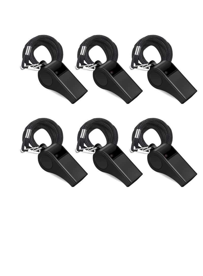 6 PackPlastic Sports Coach Whistles with Lanyard, ABS Sports Whistles Loud Crisp Sound Whistles Bulk Perfect for Coaches, Referees - Image 1