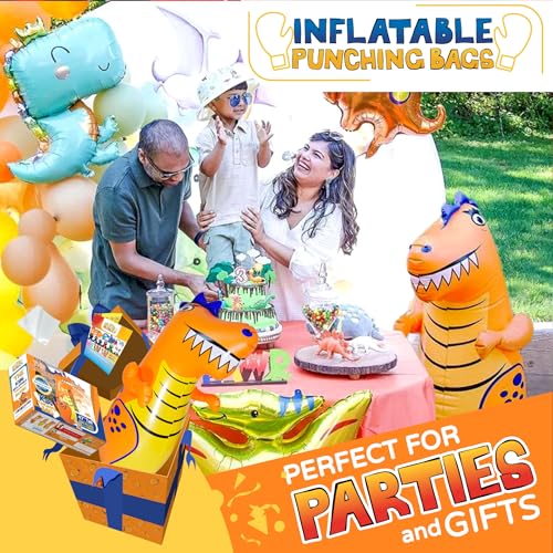 INFLATABLE DUDES Dinosaur Toy 47 Inches - Kids Punching Bag | Already Filled with Sand| T-Rex | Bop Bag | Inflatable Bopper | Punching Bag for Kids | Dinosaur Party Decorations | Boxing - Rex - Image 4