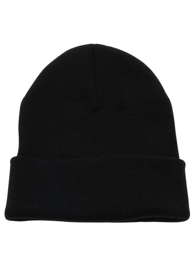 Top Level Beanie Men Women - Unisex Cuffed Plain Skull Knit Hat Cap, Black, One size - Image 1
