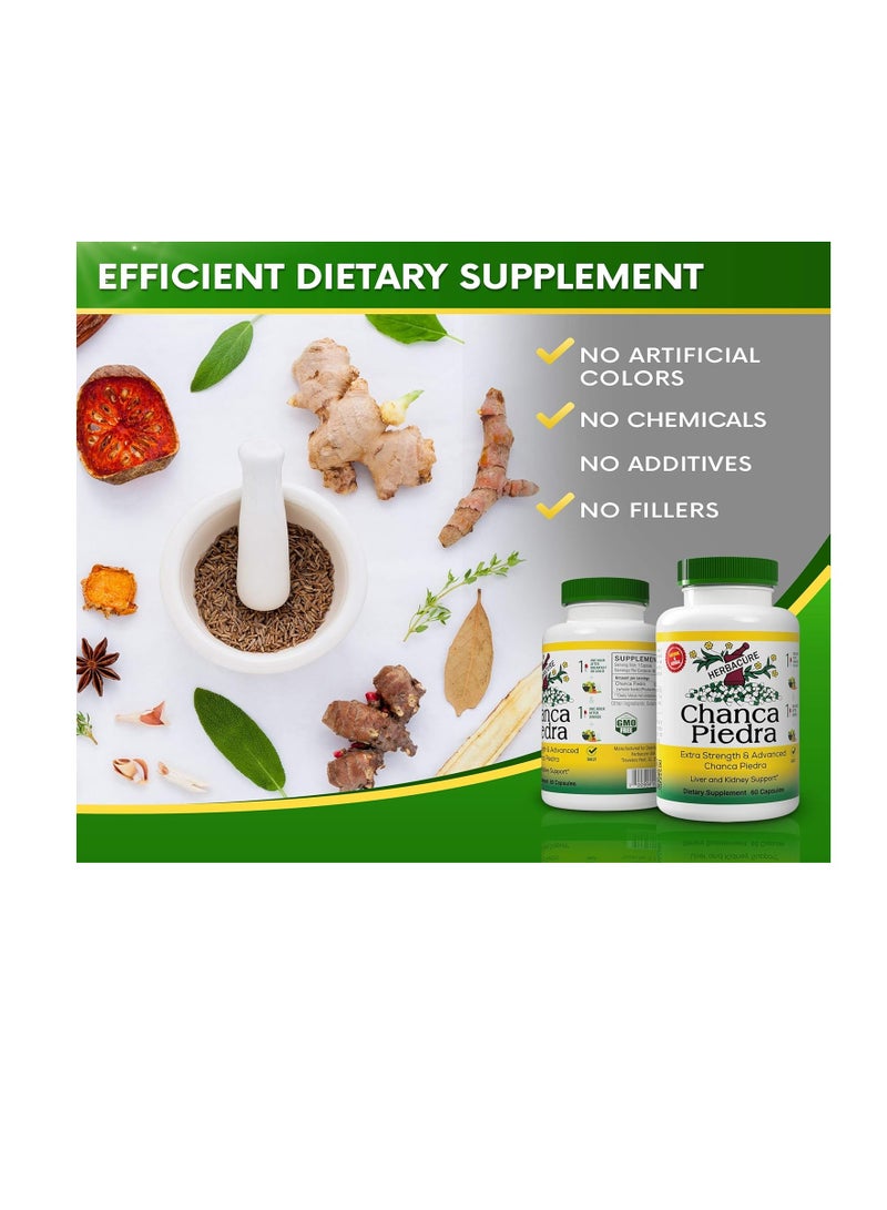 Herbacure Chanca Piedra 500 mg 60 Capsules (Stonebreaker) - Image 3