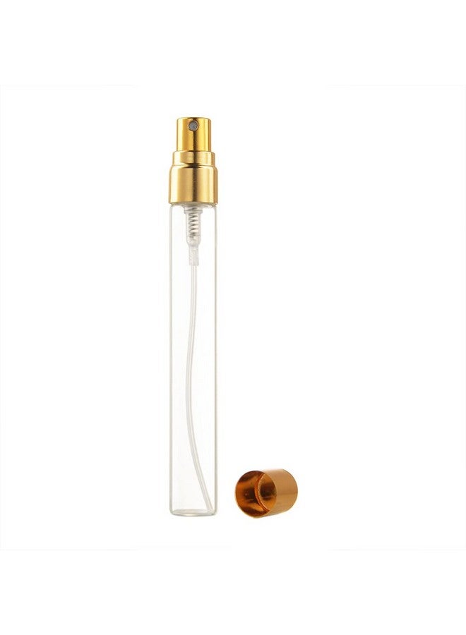 Enslz 10Ml 10Pcs Glass Spray Bottle Refillable Perfume Atomizer Mini Sample Test Bottle Thin Glass Vials (Gold)  - Image 3