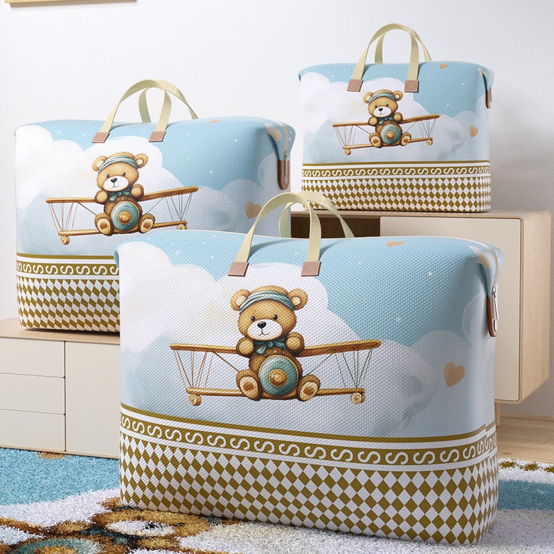 Quilt Storage Bag, Moving & Travel Luggage Organizer, Dustproof Handheld Storage for Home, Cartoon Kindergarten Style