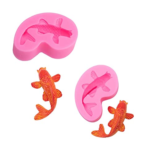 Honkenda 2 Pack Koi Fish Silicone Mold Fish Candy Fondant Mold, 3D Fish Shaped Chocolate Baking Mold Tool for Cake Cupcake Sugar Decorating (Pink) - Image 3