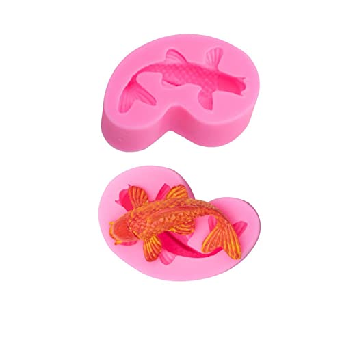Honkenda 2 Pack Koi Fish Silicone Mold Fish Candy Fondant Mold, 3D Fish Shaped Chocolate Baking Mold Tool for Cake Cupcake Sugar Decorating (Pink) - Image 1