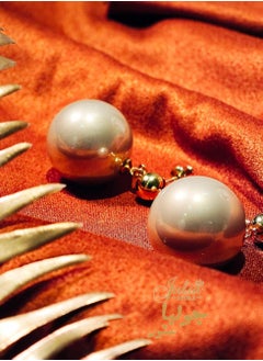 Julia Store Gold Plated Large Pearl Stud Earrings for Charm Women with Dangle Drop Lightweight Dainty Fashion Designer Style Stud, Gift Luxury Jewelry  By Julia Store  - Image 4