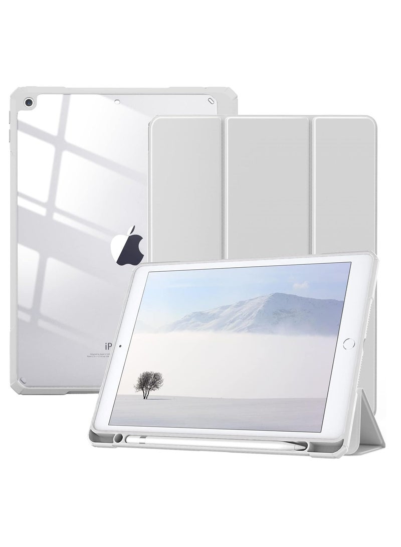 DUSALA Case for iPad 9th Generation 2021/iPad 8th Generation 2020/iPad 7th Generation 2019 10.2 inch with Pencil Holder, Slim Protective Cover with Clear Back Shell, Auto Wake/Sleep, (Grey) - Image 1