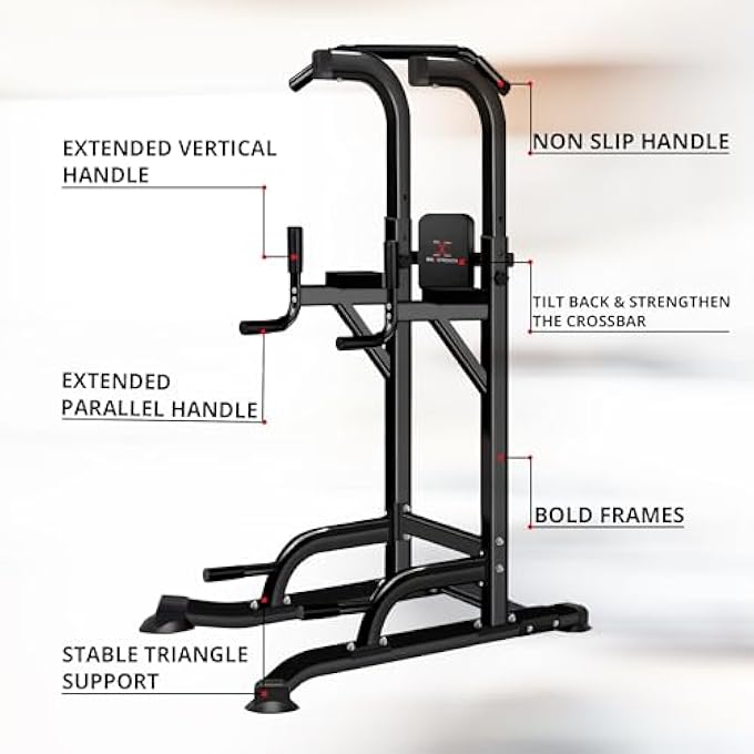 rayihni Multi Gym Pull Up Station Power Tower Pull Up And Dip Station Workout Tower Dip Bars Dip Station Vertical Knee Raise Pull Chin Push Up Workout Fitness - Image 3