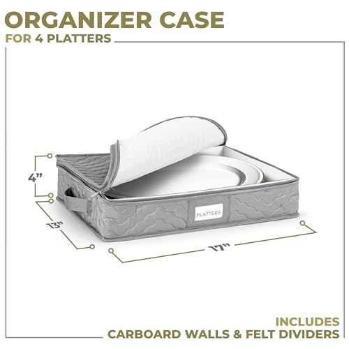 Sorbus China Serving Platter Organizer Quilted Exterior Handles Felt Dividers Perfect for Packing Dishes - Image 3