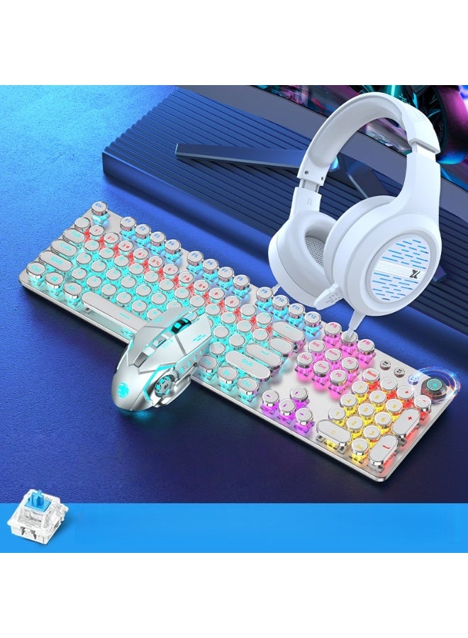 Gaming mechanical keyboard with headphones and mouse, USB wired, LED ergonomic macro key keyboard, suitable for PC computers - Image 1