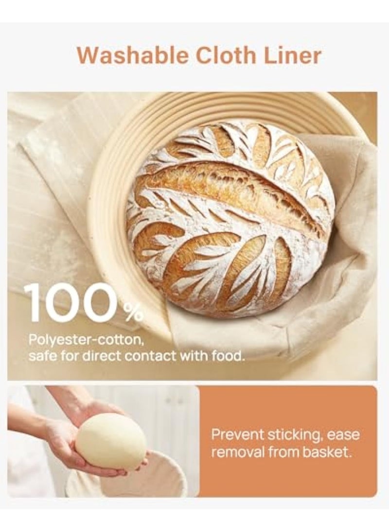 YelaJoy Banneton Bread Proofing Basket Set, 9 Inch Round Sourdough Starter Kit, Baking Supplies Tools with Dough Whisk, Scoring Lame and Other Accessories for Artisan Bread Making - Image 5