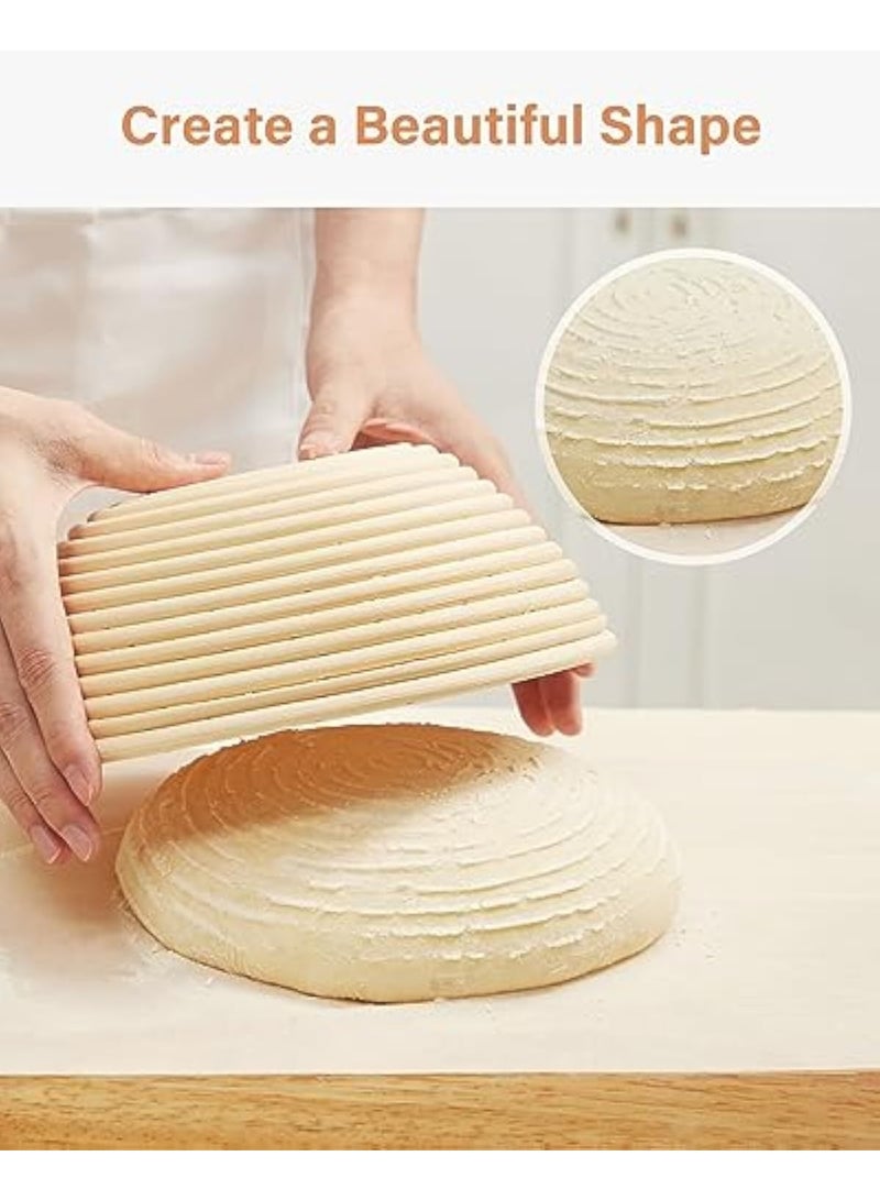 YelaJoy Banneton Bread Proofing Basket Set, 9 Inch Round Sourdough Starter Kit, Baking Supplies Tools with Dough Whisk, Scoring Lame and Other Accessories for Artisan Bread Making - Image 4