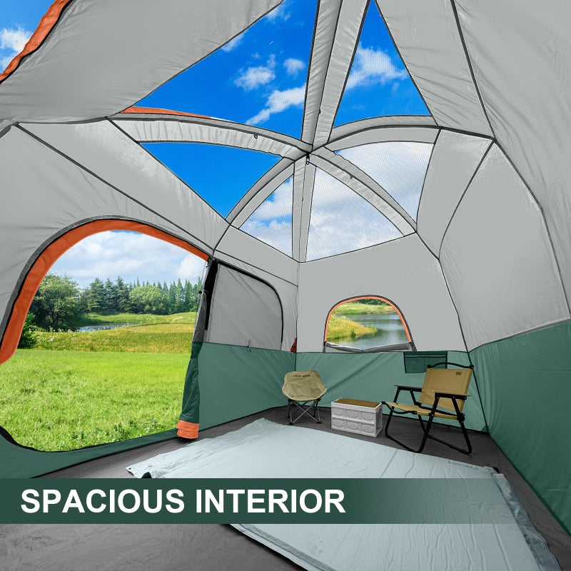 CAMPROS CP Tent-6-Person-Camping-Tents, Waterproof Windproof Family Tent with Top Rainfly, 4 Large Mesh Windows, Double Layer, Easy Set Up, Portable with Carry Bag (Dark Green) - Image 5