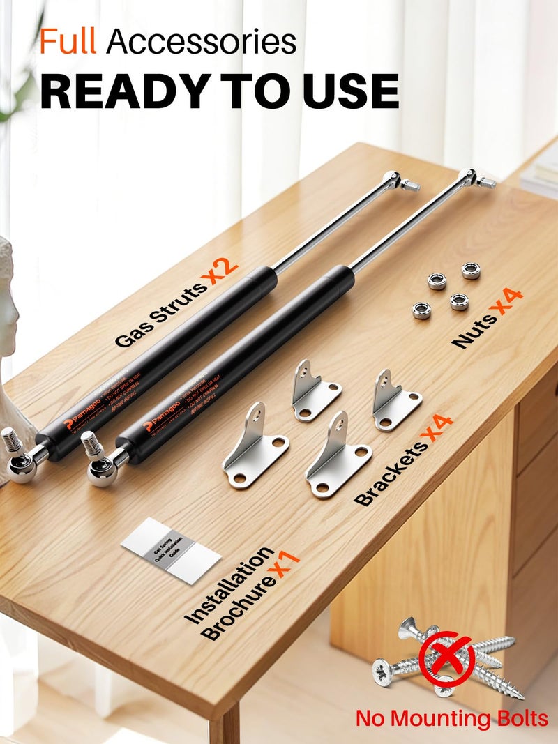 PAMAGOO 20 Inch 200 Lbs (890N) Heavy Duty Lid Gas Struts with L-Type Brackets,Gas Shocks for RV Bed Box/DIY Window Basement Floor Door, ONLY FIT 185-215 LBS Weights, 2 Pack - Image 3