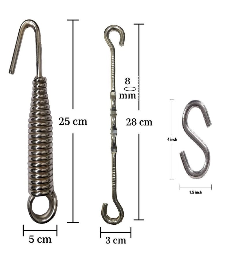 kaushalendra Premium Metal Hammock Chain Link Kit - Swing Hammock Spring Hook Set, 120 Kg Capacity (Silver) - Image 3