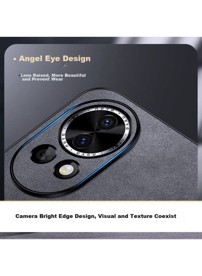 Shangsu, Suitable For Huawei Nova 13 Phone Case, Nova 12 Protective Cover, Shockproof, Full Lens Protection, Soft Shell, Simple Luxury, Lambskin Silicone Outer Case, Women's And Men's Leather Case, Black - Image 2