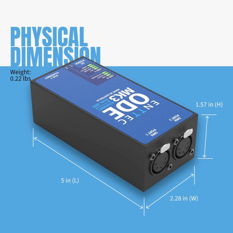 Enttec ODE Mk3 70407 POE 2 Universe Dual DMX / RDM Ethernet Converter Interface - Image 3