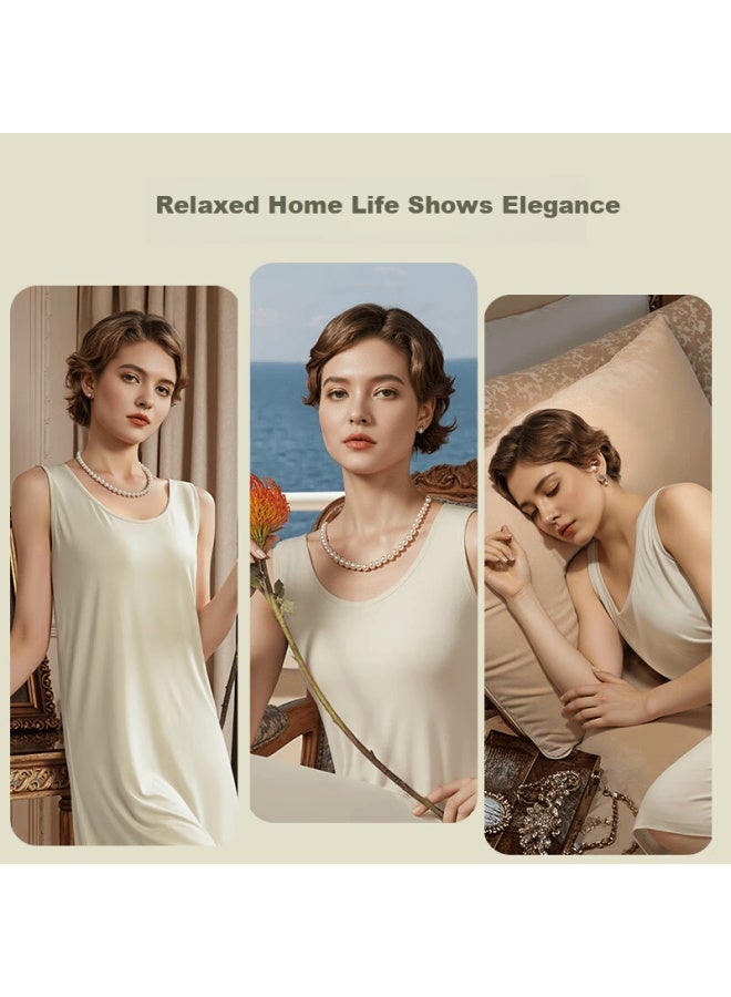 Montagut Modal Vest Women's Loungewear Nightdress Four-season Thin Ice Silk Cool Sleepwear Mid-length Dress - Image 2