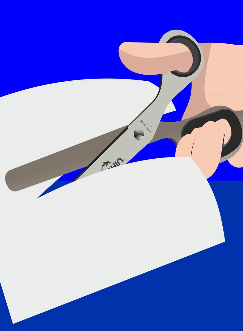 Dolphin SoftGrip Scissors 7-Inch Stainless Steel Blade, Comfortable Grip for Office School & Craft Use - Image 3