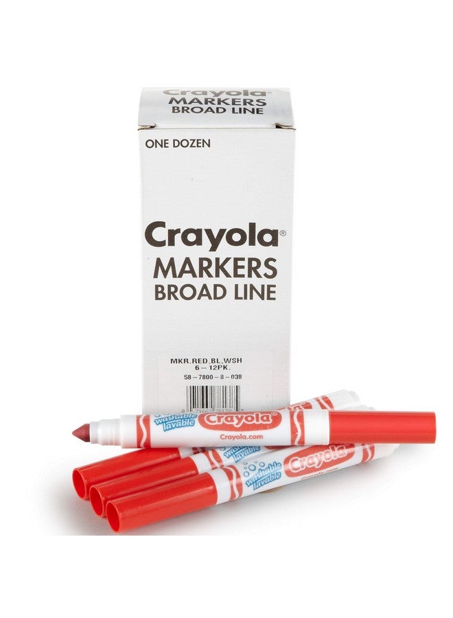 Crayola 12 Count Washable Bulk Markers, Red - Image 1