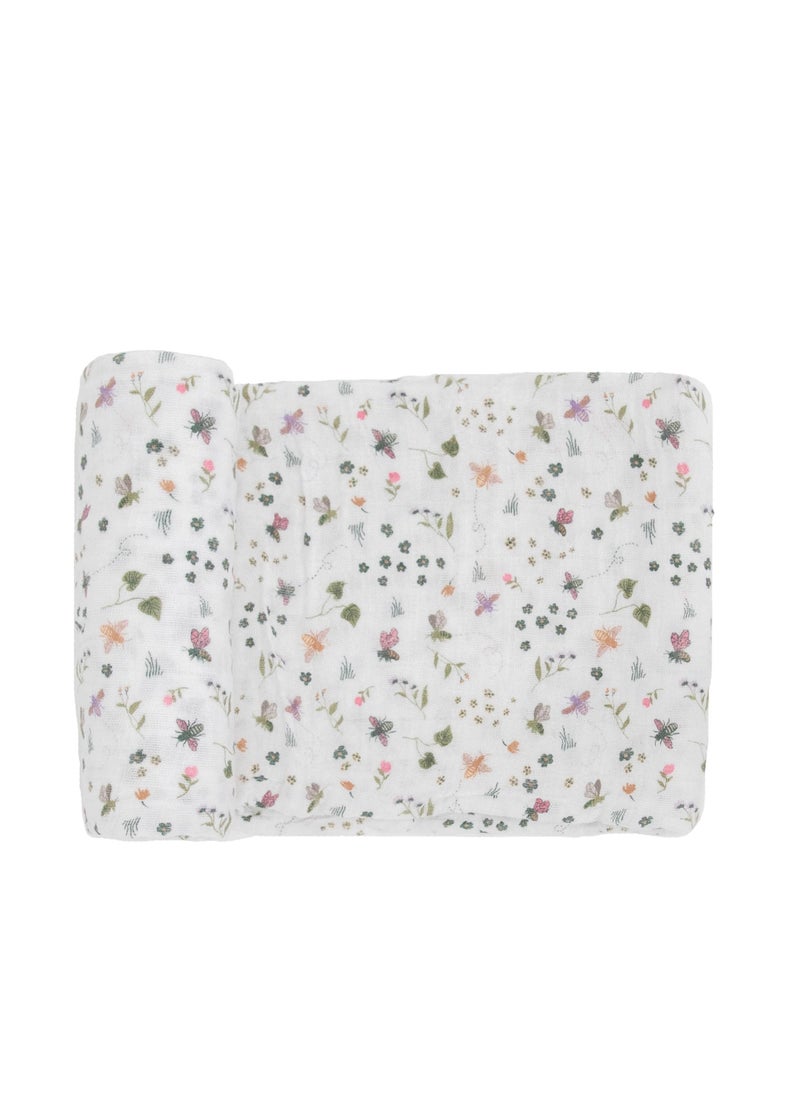 little unicorn Cotton Muslin Swaddle Single Garden Bees  - Image 2
