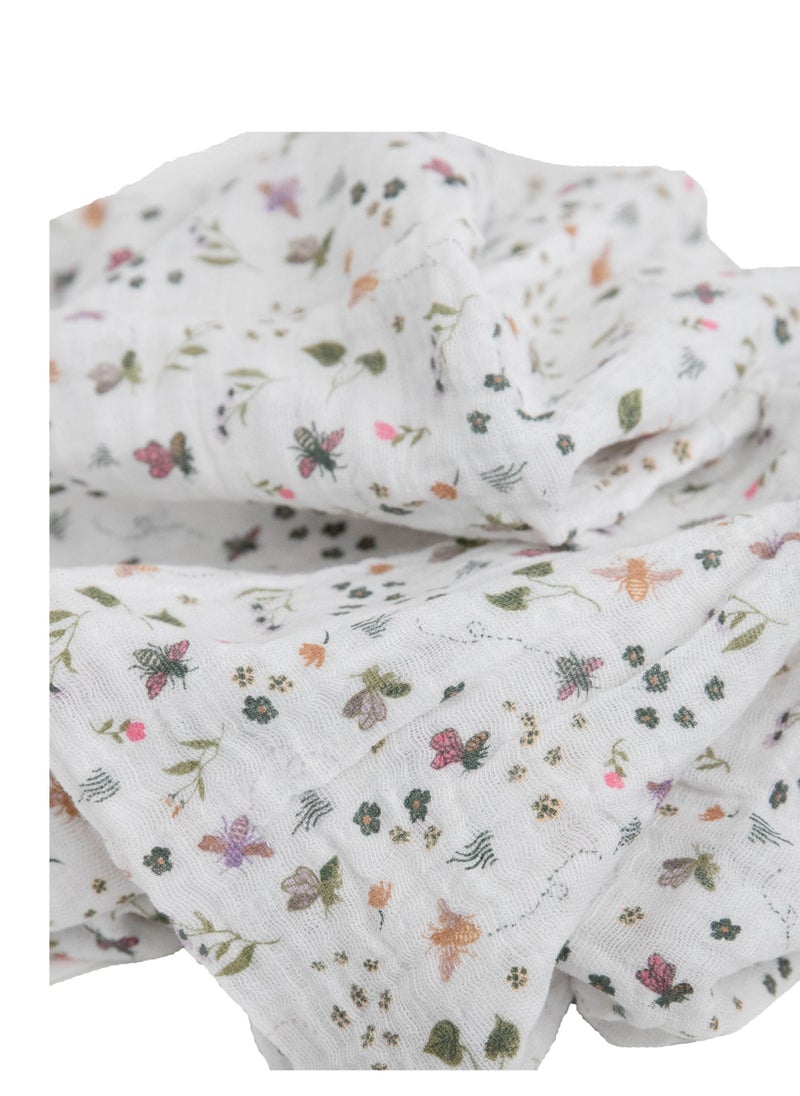 little unicorn Cotton Muslin Swaddle Single Garden Bees  - Image 3