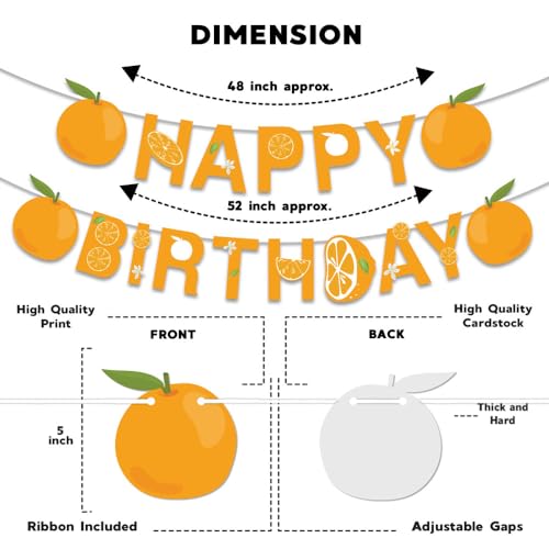 Festiko Cardstock Set Of 49 Pcs Orange Theme Happy Birthday Combo (Banner, Swirls With Cutouts, Balloons, Cake & Cupcake Toppers), Orange Theme Birthday Decorations - Image 4