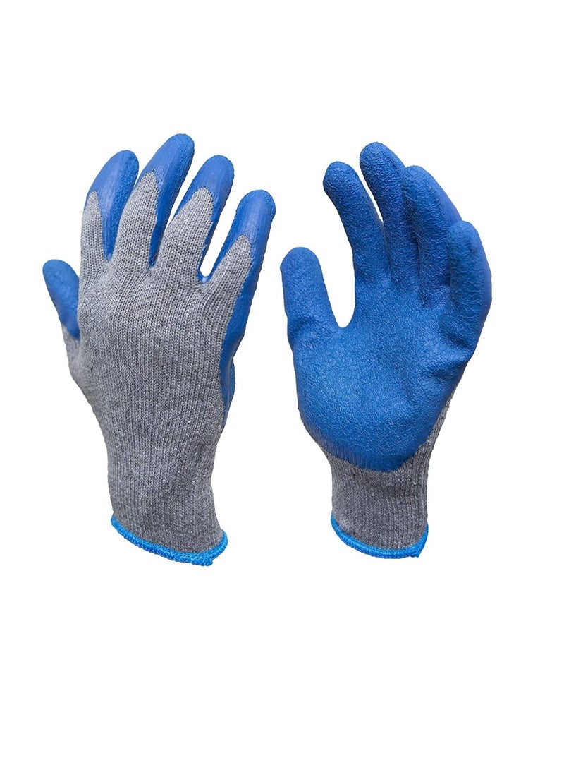 Rubber Latex Double Coated Work Gloves with Grip for Construction Gardening Gloves Heavy Duty Cotton Blend Blue Uni size 5 Pair - Image 1