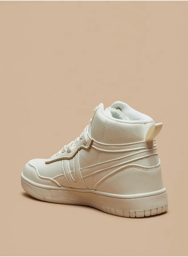 ميسي Missy Monotone High Top Sneakers with Lace-Up Closure