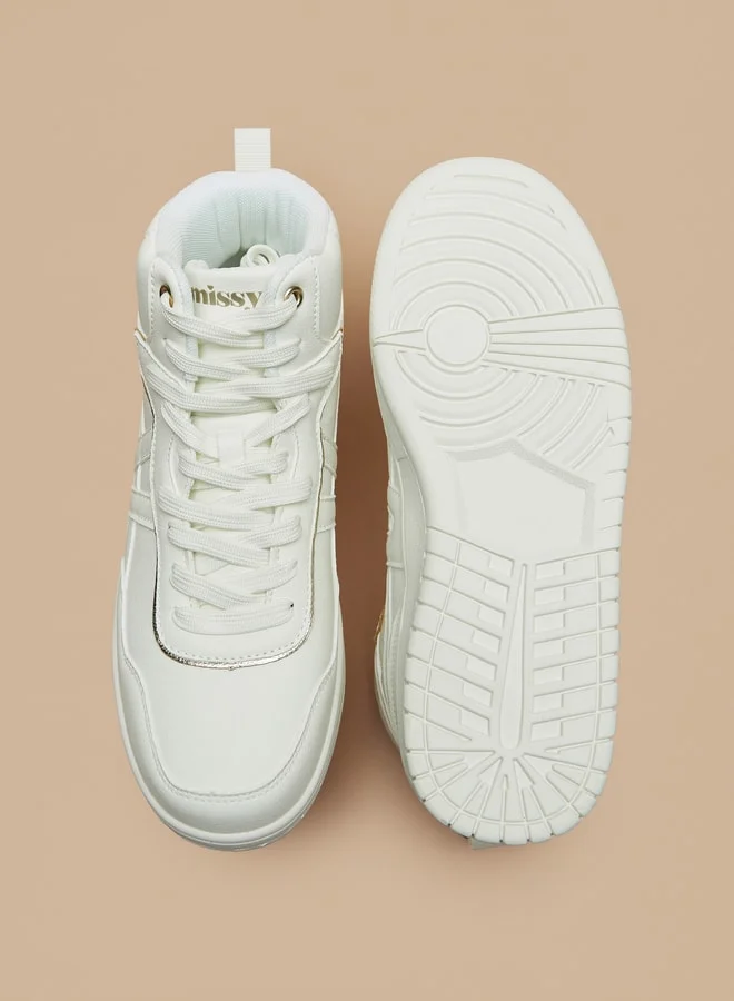 MISSY Missy Monotone High Top Sneakers with Lace-Up Closure