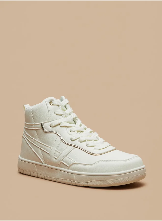 ميسي Missy Monotone High Top Sneakers with Lace-Up Closure