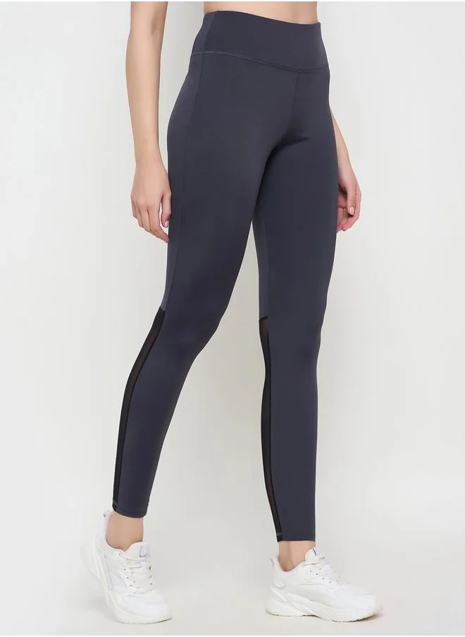 كلوفيا High Rise Mesh Insert Elastic Waistband Tights by Styli