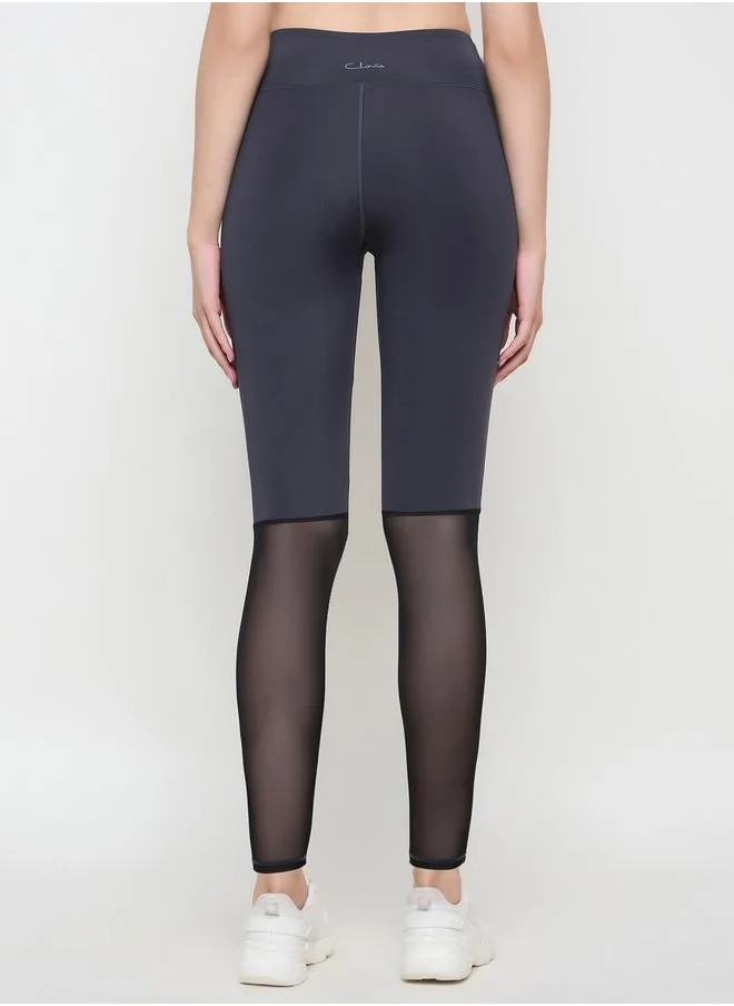 كلوفيا High Rise Mesh Insert Elastic Waistband Tights by Styli