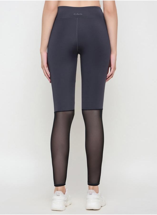 Clovia - High Rise Mesh Insert Elastic Waistband Tights by Styli - Image 1