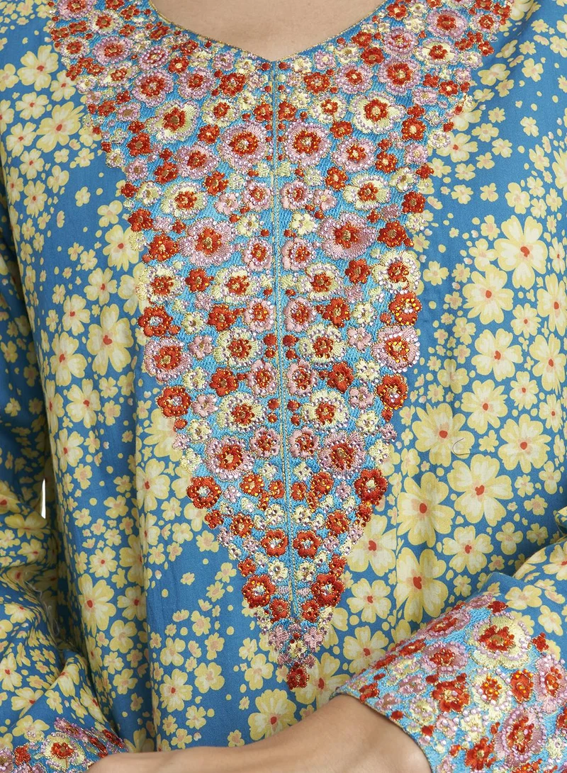 KASHKHA Cotton Floral Print Mukhawar Jalabiya
