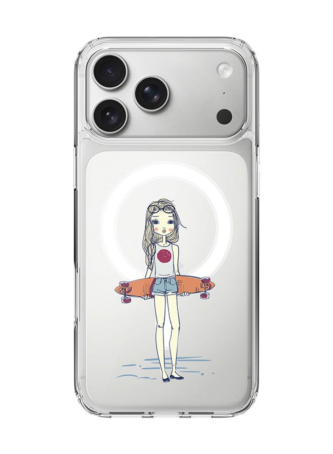 Stylizedd Classic Clear MagSafe Case for iPhone 17 Pro Max , Hybrid Soft Case Flexible Edges Anti Drop TPU PC Gel Thin Transparent Cover [ Designed for iPhone 17 Pro Max ] - Skater Girl