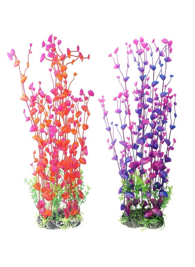 CNZ 2-Pack Aquarium Decor Fish Tank Decoration Ornament Artificial Plastic Red/Purple 16-inch Tall