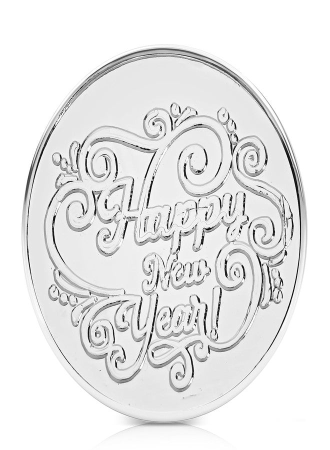 New Year Silver Plated Coin | Happy New Year Message Engraved | Auspicious Good Luck Token for Gifting
