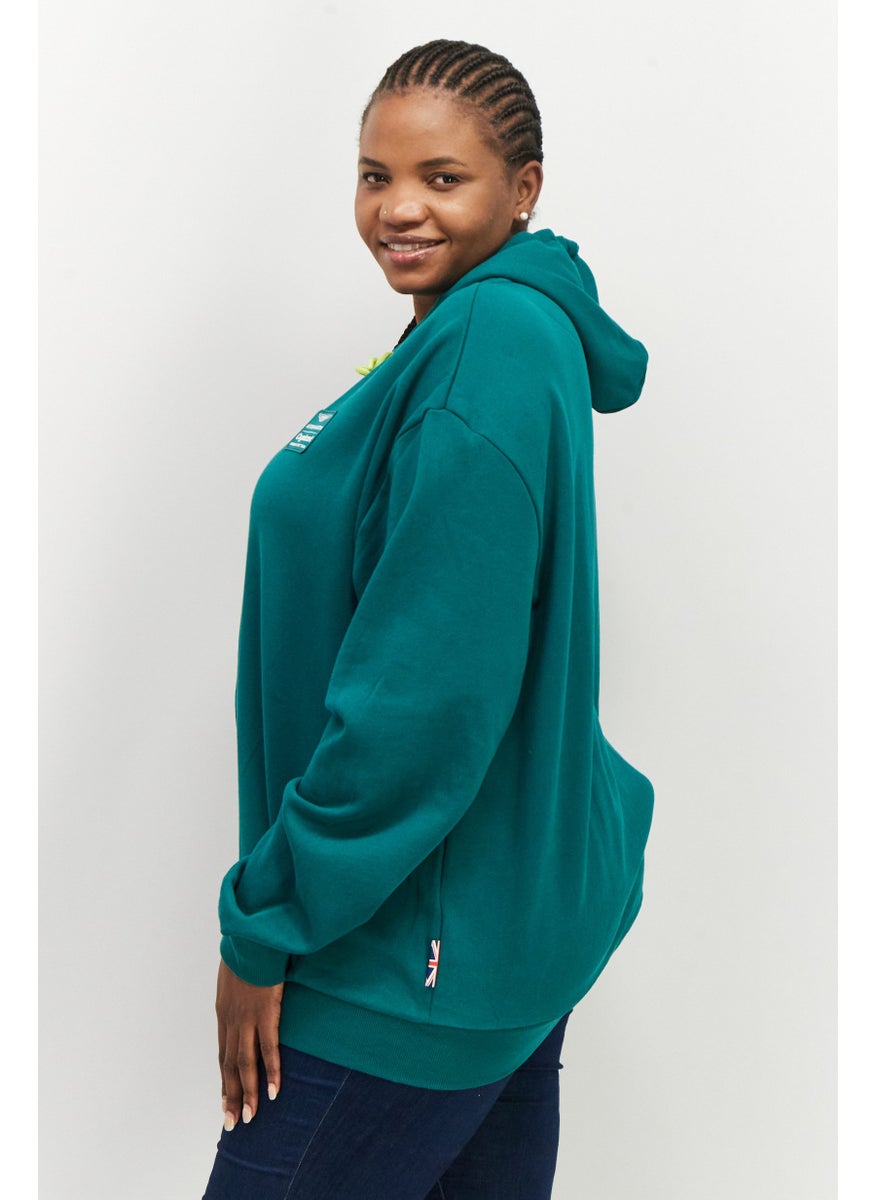 Aston Martin Women Hooded Long Sleeve Brand Logo Sweatshirt, Green  - Image 2